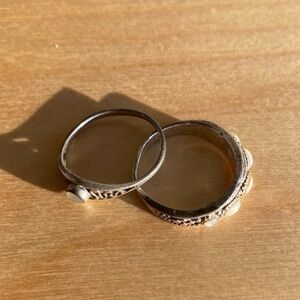 Y2K Silver 925 (+stamp) Market Rings with moonstones